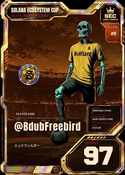Mystic card of @BdubFreebird, Solflare